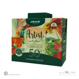 مدادرنگی 50رنگ جعبه مقوایی حرفه ای/آرتیست آریا کد3608یا3604
