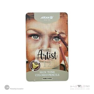 مداد رنگی12رنگ جعبه فلزی حرفه ای /آرتیست(رنگ پوست تیره ) آریا کد  3909