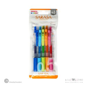 روان نویس فشاری ساراساکلیپ بسته5رنگ(رنگ های روشن) 0/5 زبرا