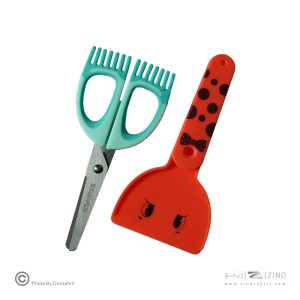 قیچی تیغه فلزی سر گرد غلاف دار فرچه دار اسکول فنز کد923201