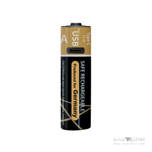 باتری قلمی کارت شارژی2عددی2600میلی آمپر همراه با کابل تایپ سی ناس