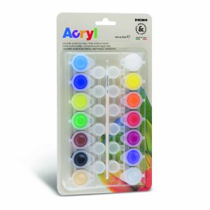 رنگ اکریلیک بلیستر14رنگ4/5میل+قلمو پریمو کد161TA14BL