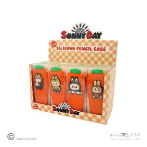 جامدادی تک زیپ سیلیکونی  هویج SUNNY DAY طرح لبوبو و کرومی کد1001
