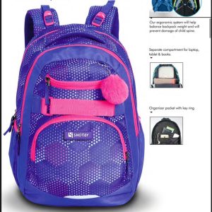 کوله پشتی طرحSKATER با پشتی طبی شوتای بنفش کدG10-06