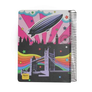 دفتر200برگ رحلی سیمی/ فنرفلز/ فانتزی جلدسخت الیپون کد863کارتن12عددی