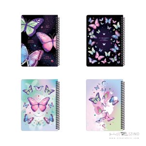 دفتر100برگ وزیری سیمی جلد سخت لانگو سری پروانه کد860