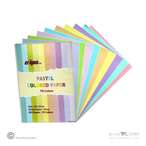 کاغذ10رنگ 34*24بسته20برگی پاستلی کلیپس