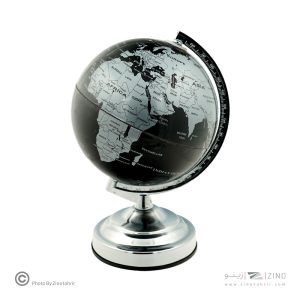 کره جغرافیایی سایز20 پایه کلاسیک چراغ دار نقره ای لاتین ایده