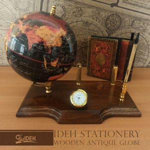 کره جغرافیایی سایز14 پایه چوبی چهارگوش ایده کد110